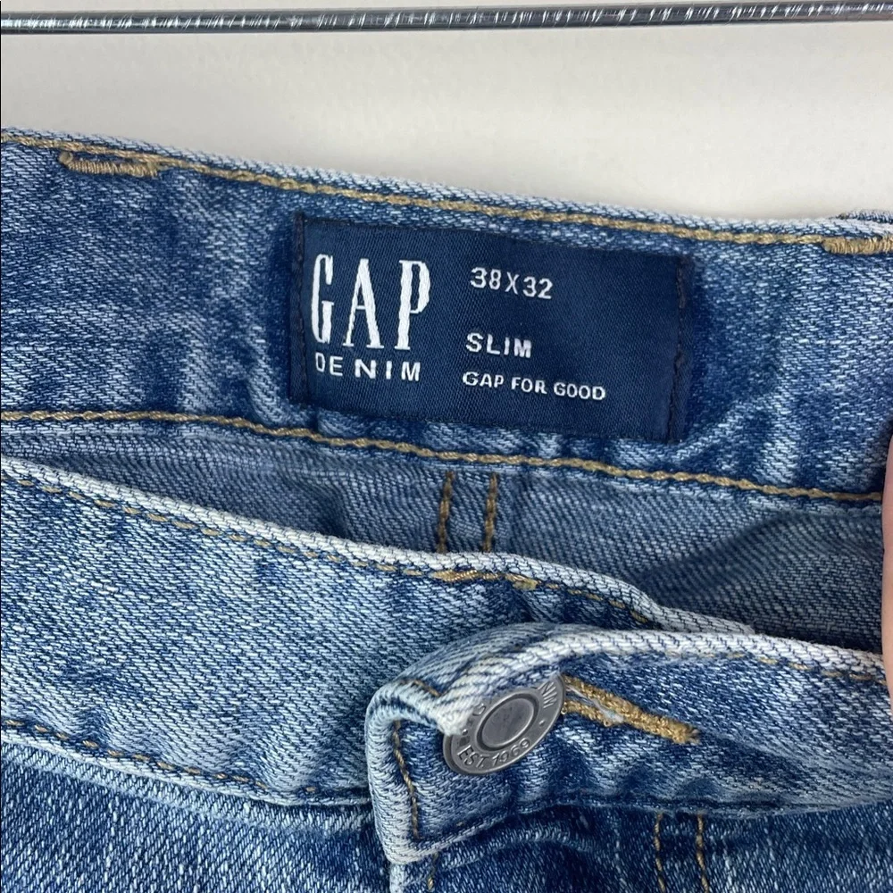 Gap Denim Slim Jeans Light Wash Distressed 38x32